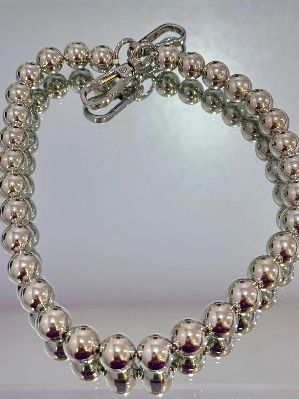New Slim Silver Bead Bag Chain 18 inches